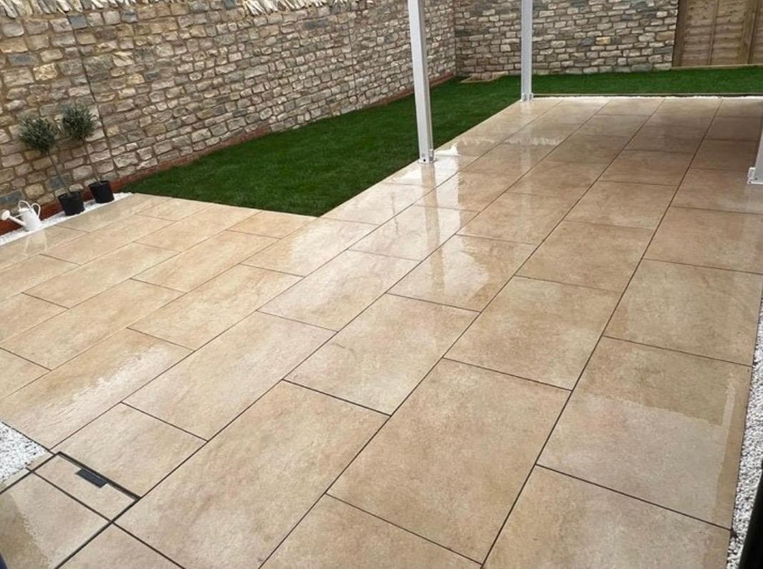 Professional patio installation in progress